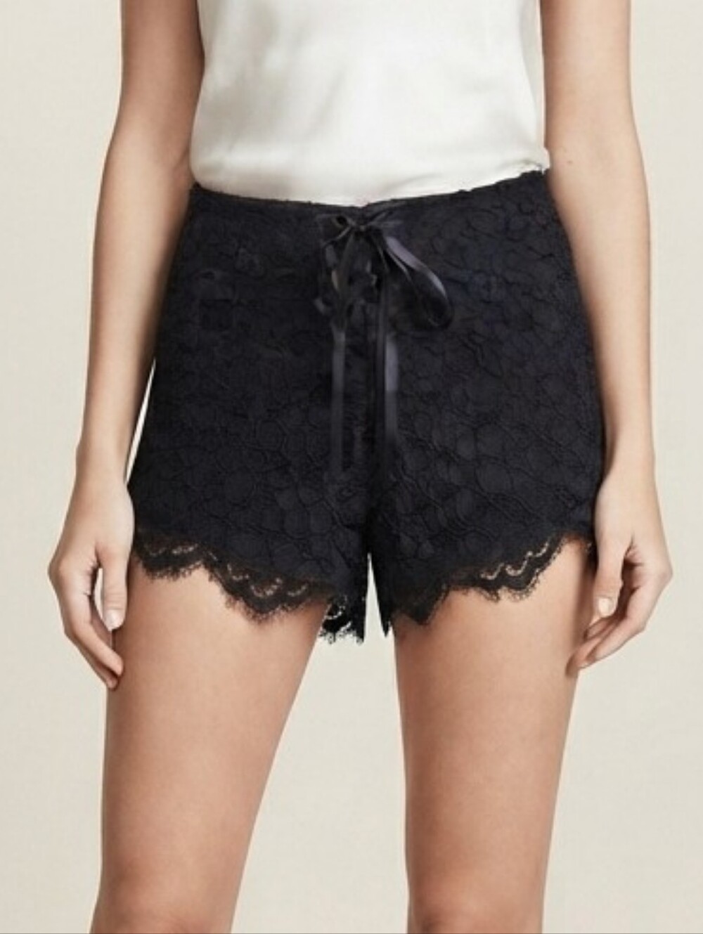 ALEXIS Black Lace Corset Tie Shorts High-End Designer Luxury Small Evening